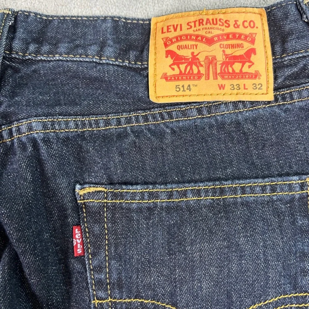 Levis 514 Straight Fit Mens Jeans Dark Wash Indigo Blue 33x32 00514-4010